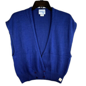 VTG 80's Bedford Fair Royal Blue Sweater Vest Academia Preppy Size XL NEW